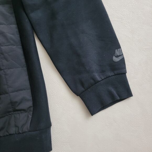 Nike Tech Quilted Sweatshirt Mens Medium Side Zip Black Performance Hybrid Crew - Picture 8 of 11